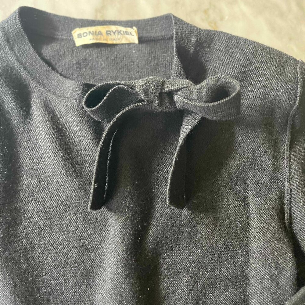 Vintage Sonia Rykiel Black Knit Tie-Front Cardigan — Made in Italy